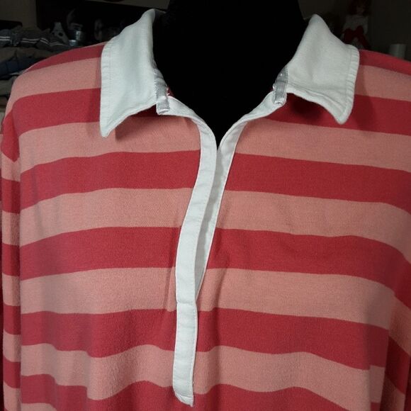 MOTHERHOOD MATERNITY Tee‎ Striped Rugby Reddish Pink White Cotton size 3X - Picture 4 of 13